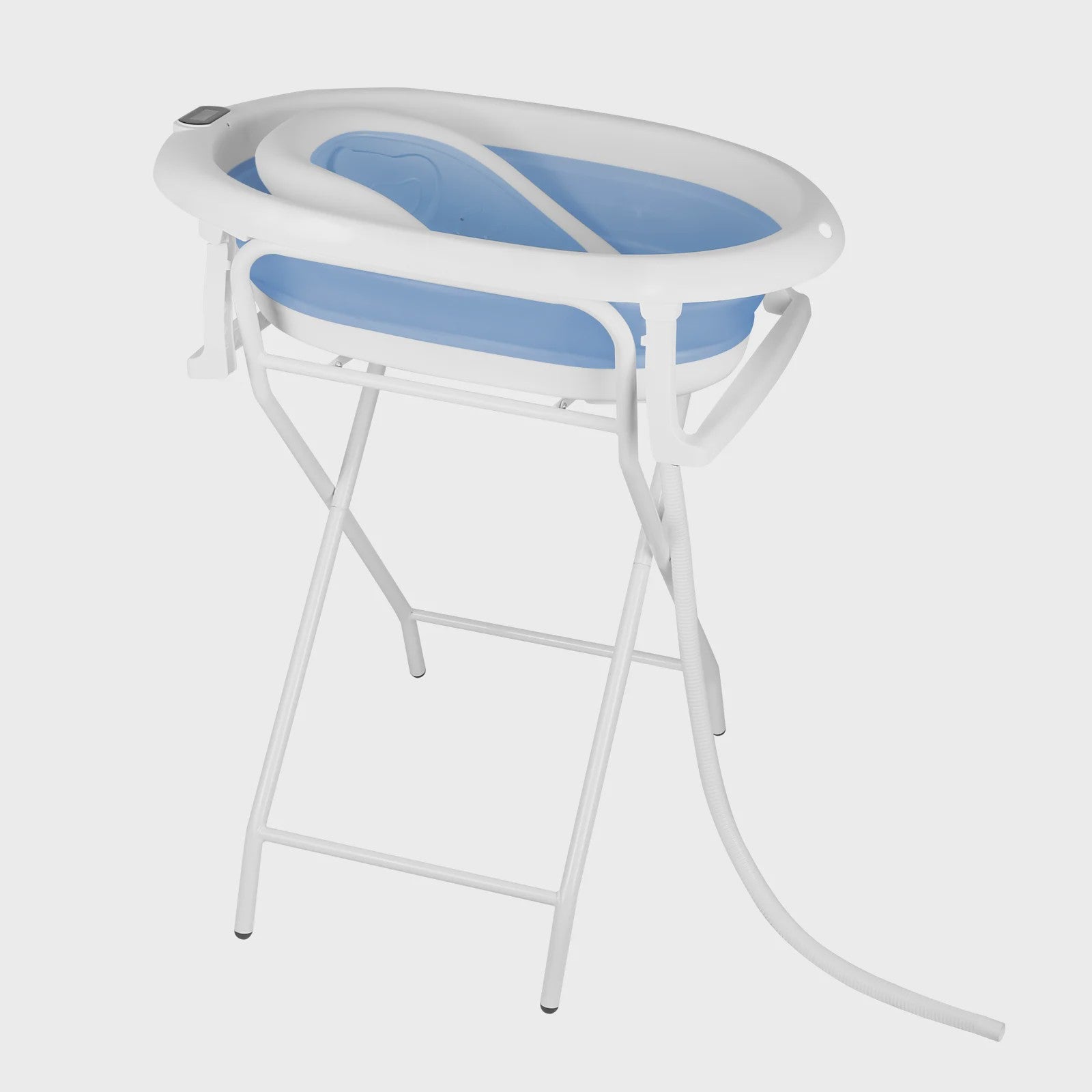 Opvouwbaar Babybadje met Ergonomisch Zitje, Thermometer & Ondersteuning (0-18 mnd) - Grijs/Blauw/Roze