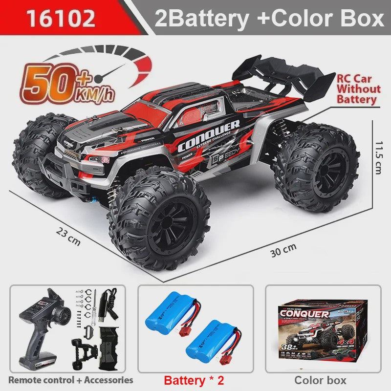 WLtoys 16102 1:16 RC Monster Truck - 50KM/H High Speed 4WD Off-Road Auto met LED
