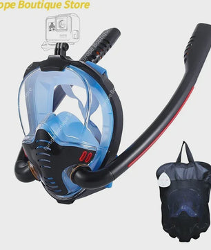 Volledig Gelaats snorkelmasker met Dubbele Buizen - 180° Panoramisch, Anti-condens & Dry Top Systeem