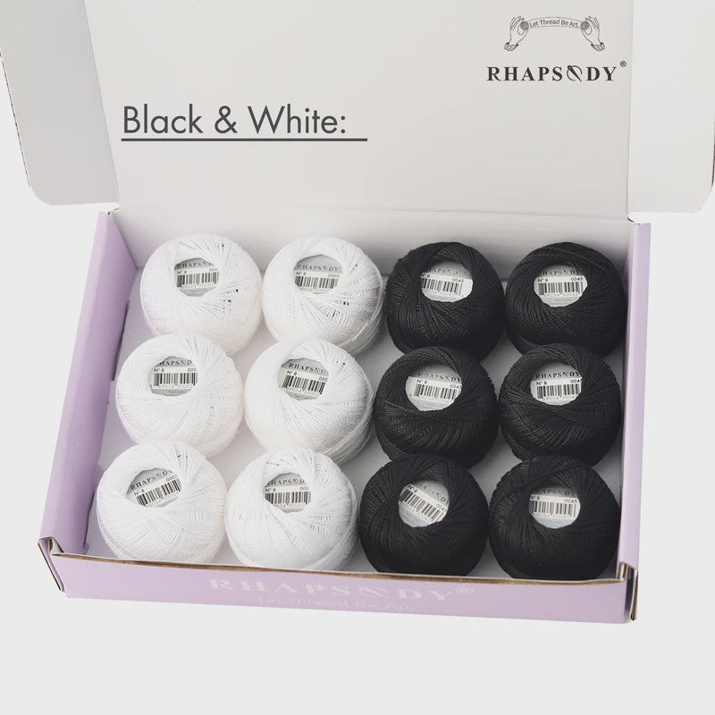 Rhapsody Pearl Cotton Garen Set - Maat 8 - 12 Bollen voor Haken, Borduren & Knutselen