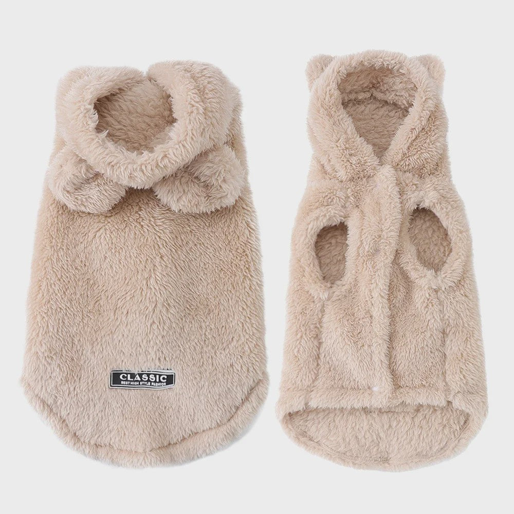 Schattige Fleece Hondenkleding met Capuchon - Winterjas voor Kleine en Middelgrote Honden & Katten