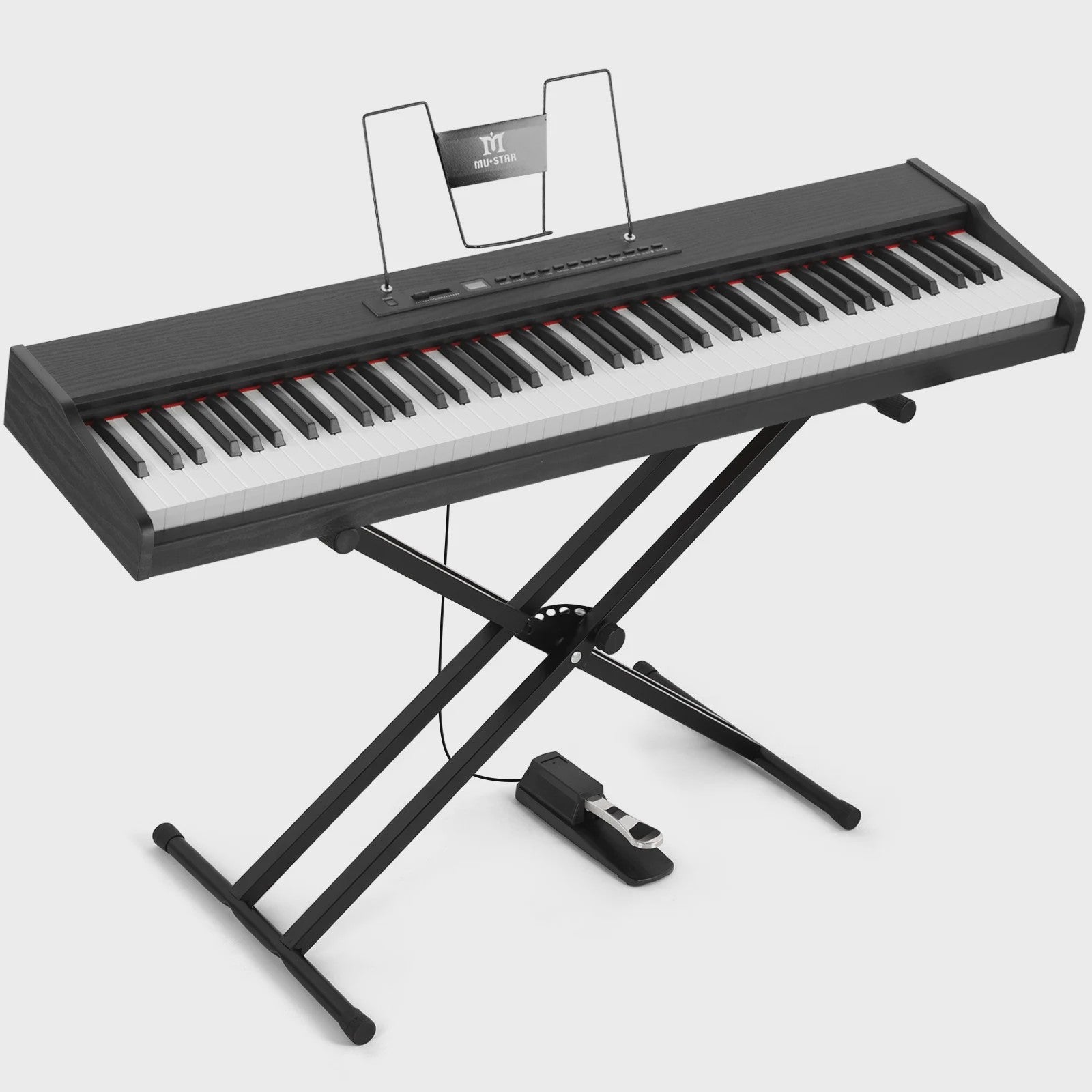 MUSTAR 88 Toetsen Digitale Piano - Draagbaar Keyboard met Semi-gewogen Toetsen, X-stand, Tas & Pedaal