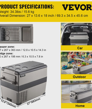 Draagbare Koelkast en Vriezer - 35L/45L - Compressor Koeling - Ideaal voor Auto, Camping & Outdoor