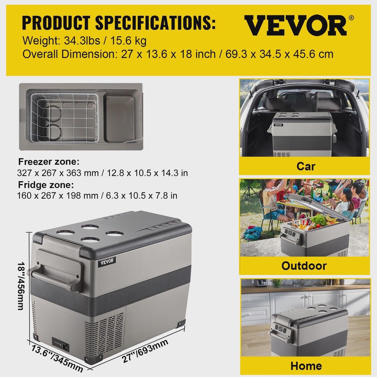 Draagbare Koelkast en Vriezer - 35L/45L - Compressor Koeling - Ideaal voor Auto, Camping & Outdoor