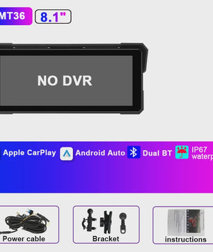 Jansite 8.1" Motorfiets GPS Navigatie met 4K DVR, CarPlay & Android Auto