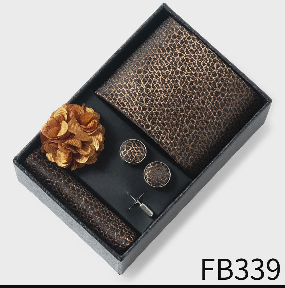 Luxe Heren Cadeauset: Strikdas, Zakdoek, Manchetknopen, Clip & Broche - Perfect voor Bruiloft & Feest