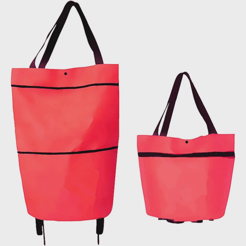 2-in-1 Opvouwbare Boodschappentrolley met Wielen - Handige Draagtas