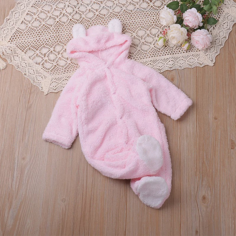 Schattige Baby Romper met Berenoren - Winter Jumpsuit voor Jongens & Meisjes