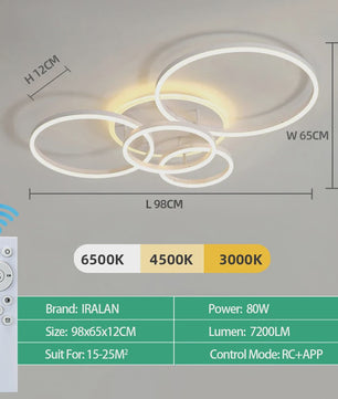 Moderne LED Plafondlamp Chandelier - Dimbare Ring Lamp voor Woonkamer & Slaapkamer