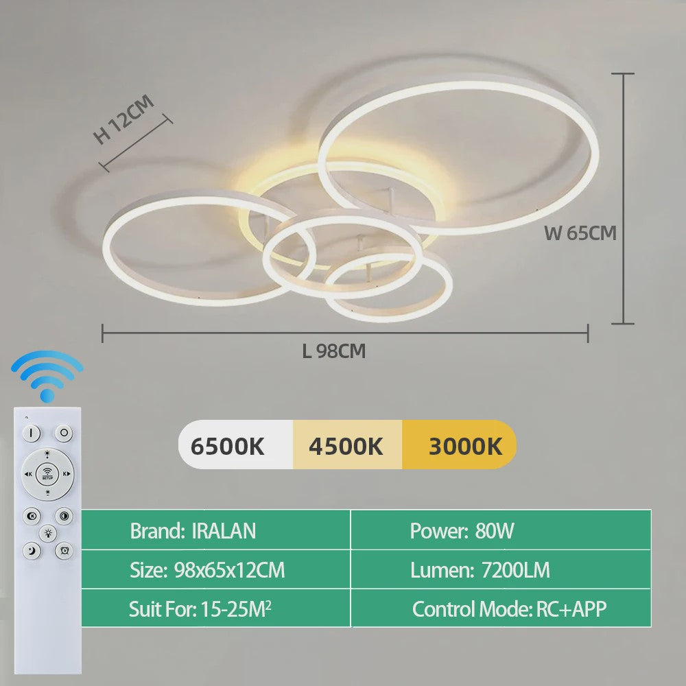 Moderne LED Plafondlamp Chandelier - Dimbare Ring Lamp voor Woonkamer & Slaapkamer