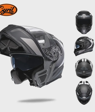 Cyril Motorcross Flip-Up Helm - Volledig Gelaatsmasker met Breed Helder Vizier & DOT Keurmerk