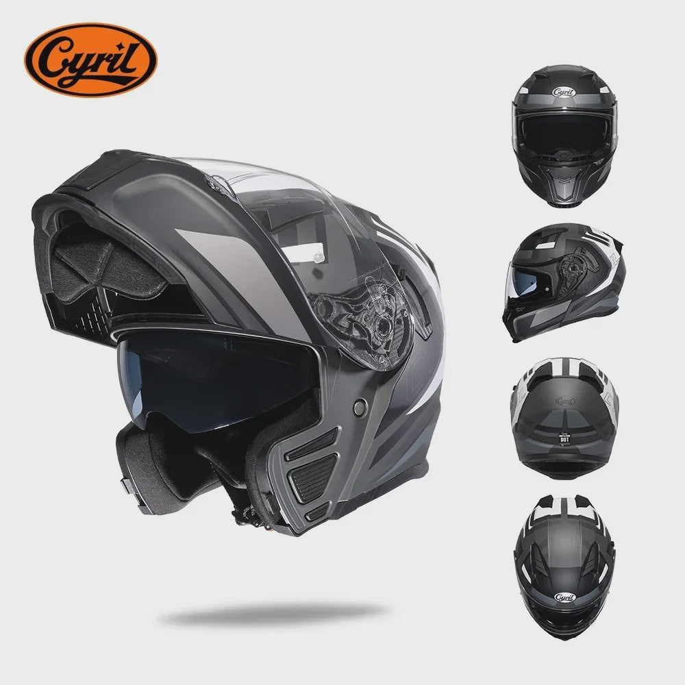 Cyril Motorcross Flip-Up Helm - Volledig Gelaatsmasker met Breed Helder Vizier & DOT Keurmerk