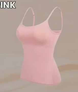 Dames Top met Ingebouwde Beha - Comfortabele Camisole Tanktop met Verstelbare Bandjes