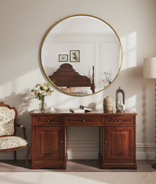 Anajqaqia Ronde Wandspiegel 75 cm - Goudkleurig Aluminium Frame, Veiligheidsglas
