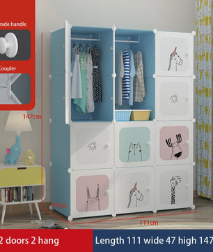 Modulaire Kinder Garderobekast - Ruimtebesparende Plastic Opbergkast met Hangroede & DIY Montage