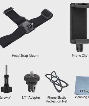 Action Camera Accessoires Kit: Hoofd- en Borstband Mount voor GoPro, Telefoon & meer