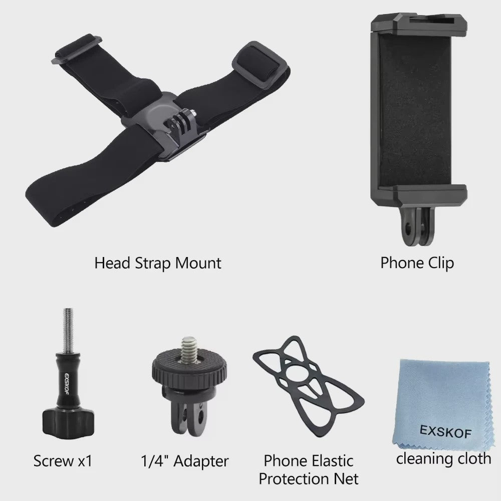 Action Camera Accessoires Kit: Hoofd- en Borstband Mount voor GoPro, Telefoon & meer