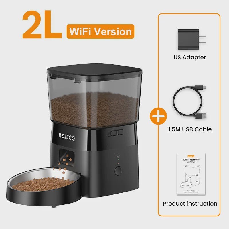 ROJECO Automatische Hond & Kat Voerbak met WIFI Bediening - 2L Capaciteit