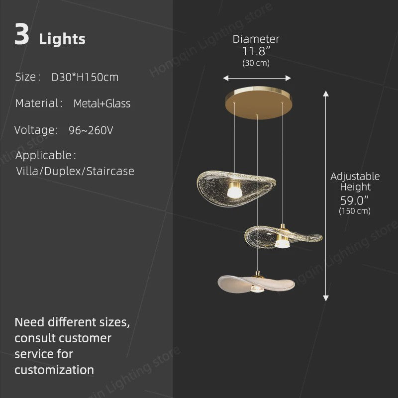 Luxe Glazen Trappenhuis Hanglamp - Moderne Lange Plafondlamp met Meerdere Pendels
