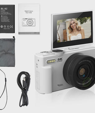 Ourlife Compacte 5K Digitale Camera: 75MP, 18x Zoom, Flip Screen, WiFi & Vlog Functies