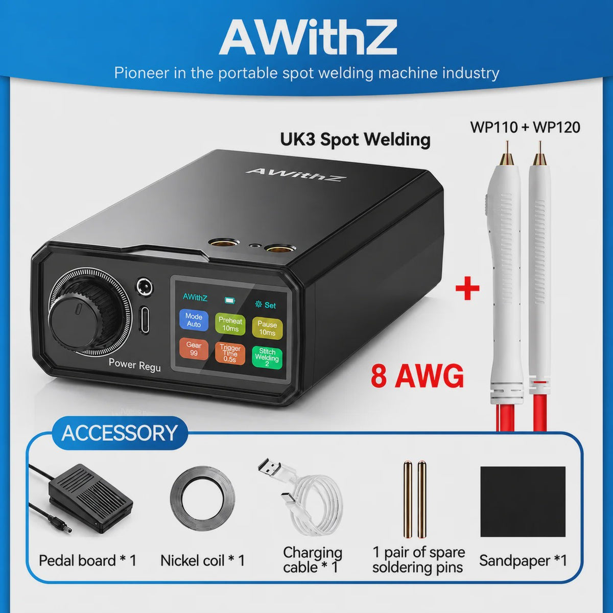 Awithz UK3 Draagbare Batterij Spot Lasapparaat - 10000mAh DIY Lithium Batterij Pack Lasgereedschap
