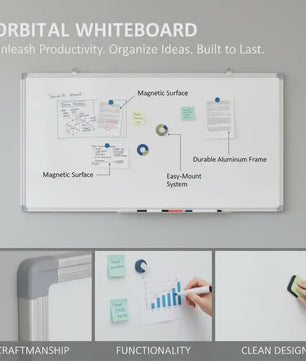 Magnetisch Whiteboard 100x50cm met Aluminium Frame - Modern Design