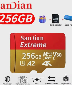 SanDian Extreme Micro SDXC Kaart - V30, Class 10, A2 - Hoge Capaciteit voor Telefoon, Camera, Drone