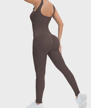 Dames Shapewear Jumpsuit met Ingebouwde BH - Bodycon, Vierkante Hals, Mouwloos & Ribbel Design