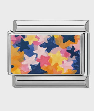 Modulaire RVS Bedel Links - Italiaanse Charm Collectie - Blue Series