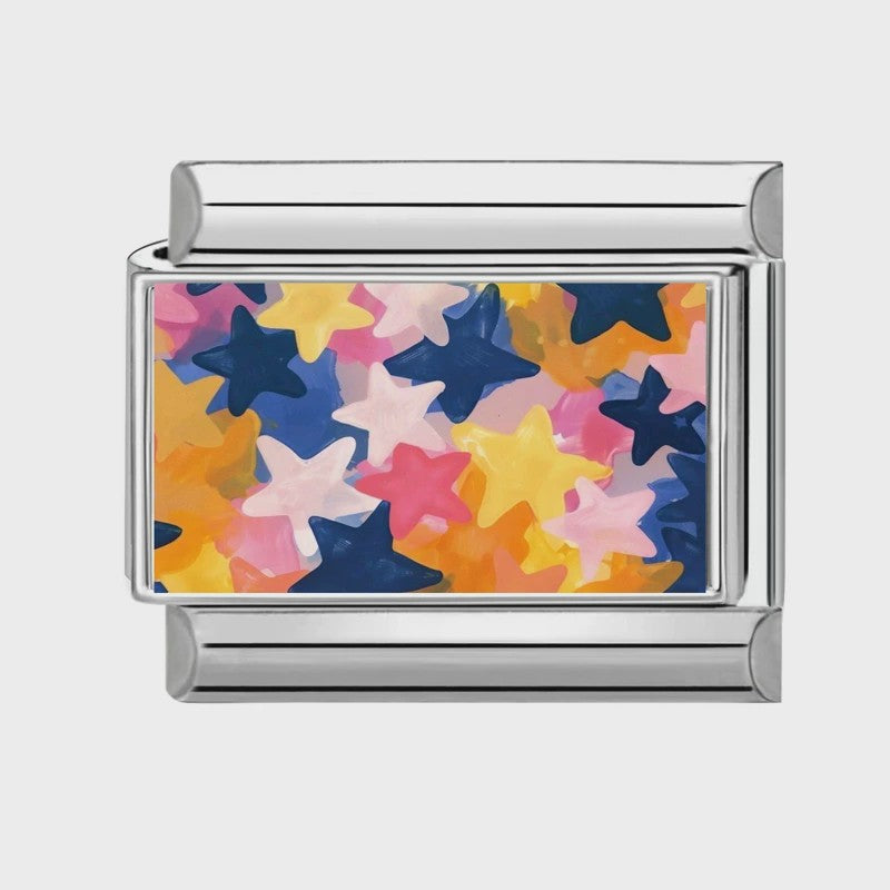 Modulaire RVS Bedel Links - Italiaanse Charm Collectie - Blue Series