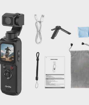 Ourlife 4K Actiecamera met 330° Face Tracking Gimbal Stabilisator & Touchscreen