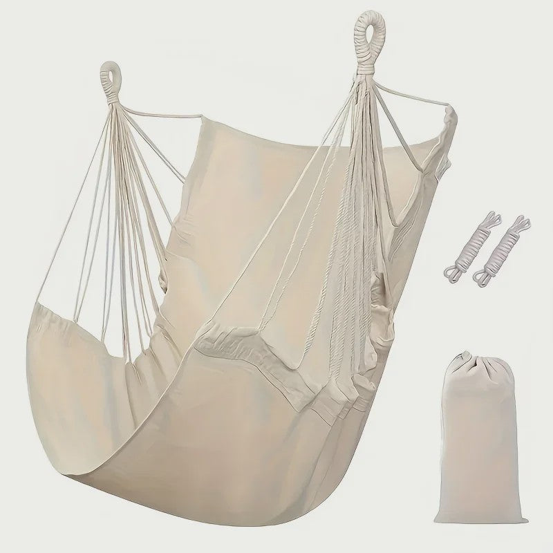 Luxe Hangstoel van Canvas - Comfortabele Schommelstoel voor Binnen & Buiten met Opbergzak