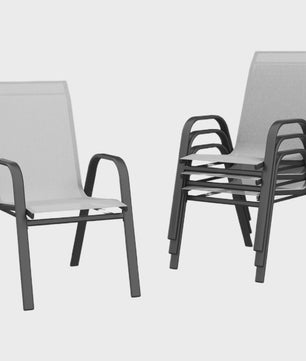 4 Stapelbare Textilene Tuinstoelen - Weerbestendig & UV-bestendig Metaal