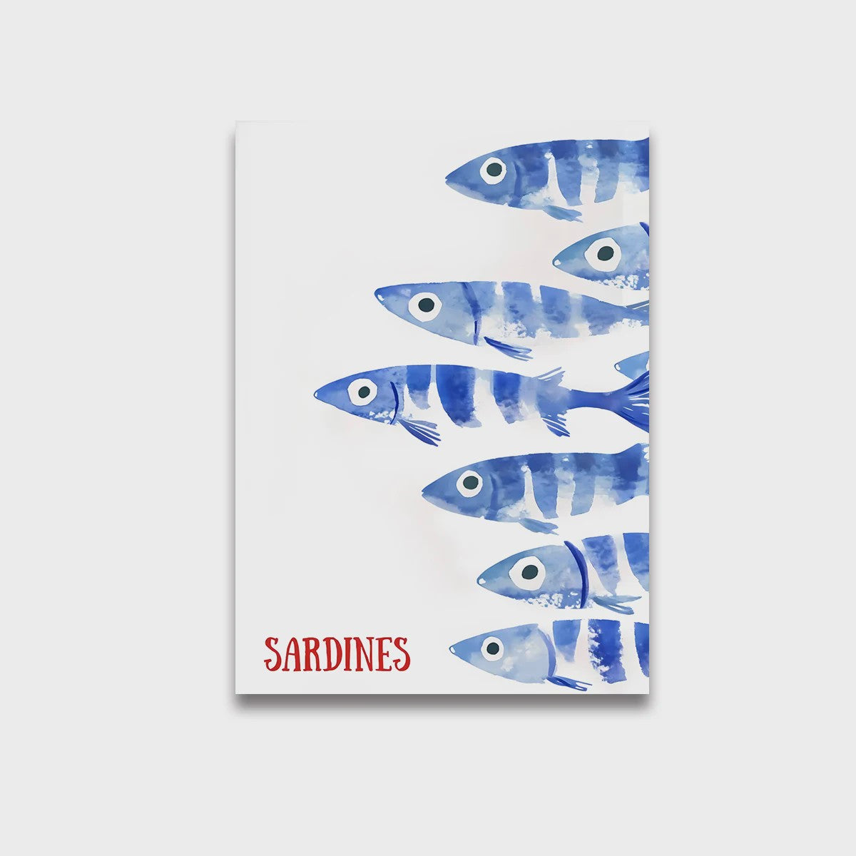 Retro Blauwe Sardine Canvas Poster - Mediterrane Stijl Wanddecoratie