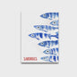 Retro Blauwe Sardine Canvas Poster - Mediterrane Stijl Wanddecoratie