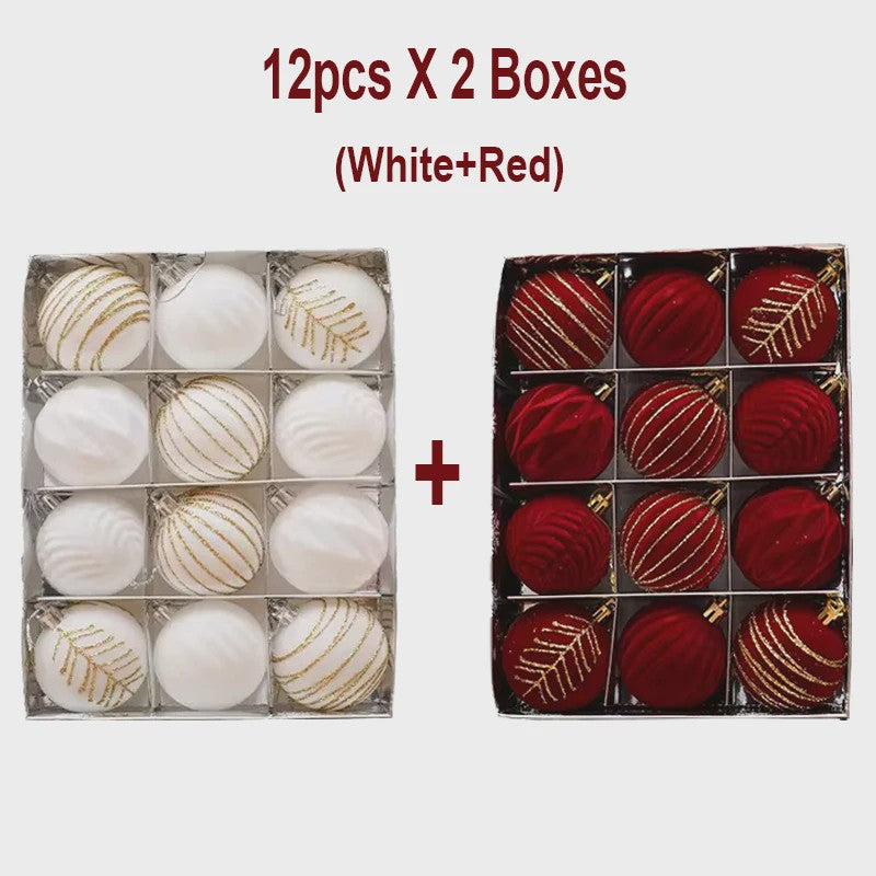 Kerstballen 6cm - Set van 12/16 Stuks - Wijnrood & Goud - Fluweelzacht & Feestelijk