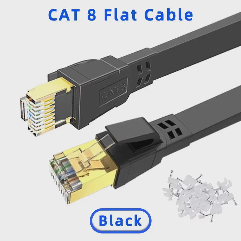 Cat 8 Ethernet Kabel 40Gbps Hoge Snelheid Platte Netwerkkabel met Vergulde RJ45