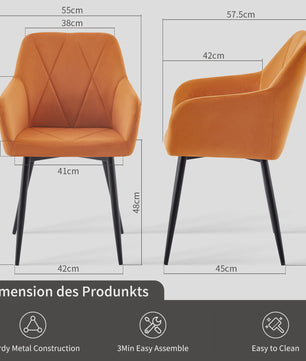 Stijlvolle Fauteuil met Armleuningen - Fluweel of Kunstleer, Zwarte Metalen Poten - Modern Design