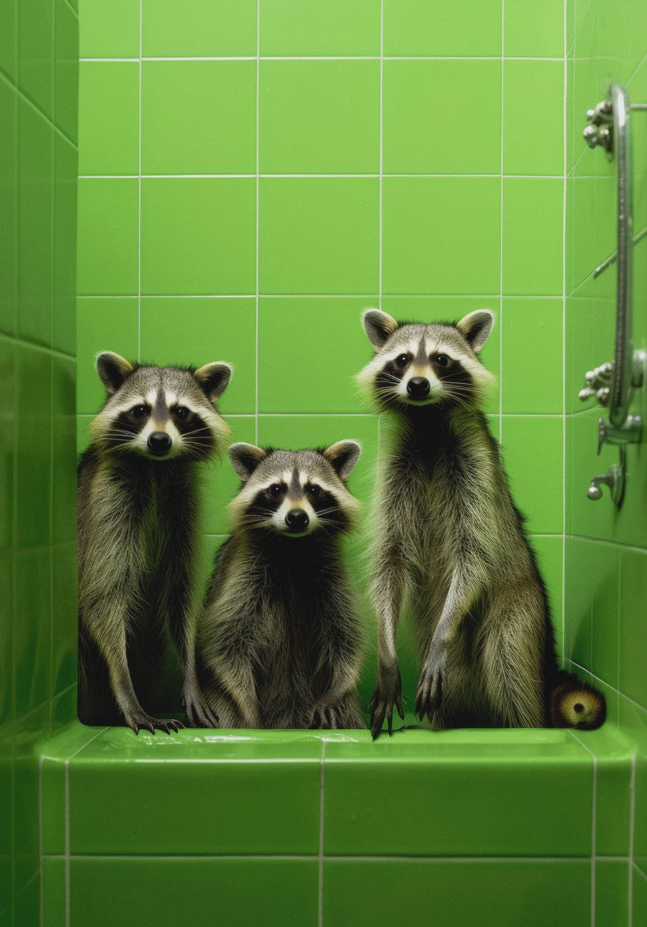 Grappige Dieren Poster Set - Kangoeroe, Nijlpaard, Olifant in Bad - Canvas Muurdecoratie