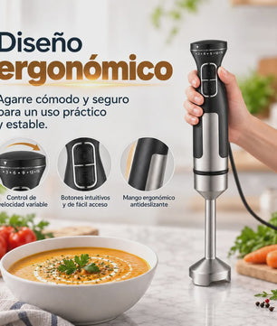 Krachtige 1000W Handmixer met 15 Snelheden, Turbo & RVS Steel - Perfect voor Soepen, Sauzen en Smoothies. Ergonomisch & 95cm Snoer.