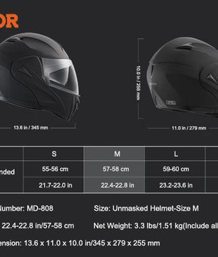 SucceBuy Motorhelm Unmasked ABS & EPS - Veilig, Comfortabel & Verstelbaar met Dubbel Vizier