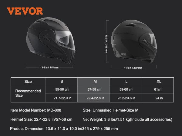 SucceBuy Motorhelm Unmasked ABS & EPS - Veilig, Comfortabel & Verstelbaar met Dubbel Vizier