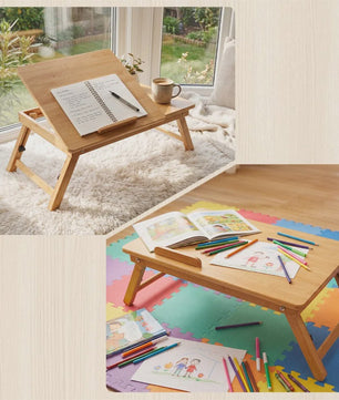 Houten Laptoptafel voor Bed & Bank - Opvouwbaar, Verstelbaar, met Lade