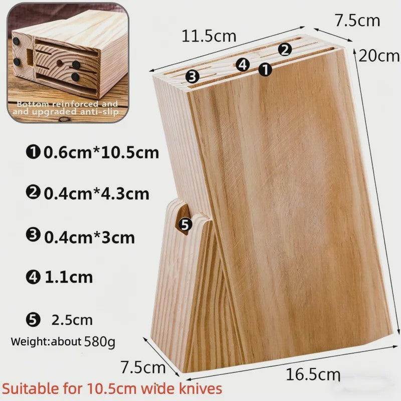 Extra Groot Houten Messenblok - Ruimtebesparende Keuken Organizer voor Messen tot 12 cm