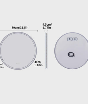 LUVODI Ronde Spiegel 80cm met Slimme LED Verlichting, Dimbaar & Anti-Condens Touchscreen