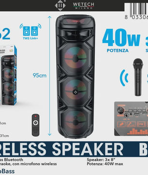 Draagbare Karaoke Bluetooth Speaker met LED, Draadloze Microfoon & Afstandsbediening - Perfect voor Outdoor Feesten