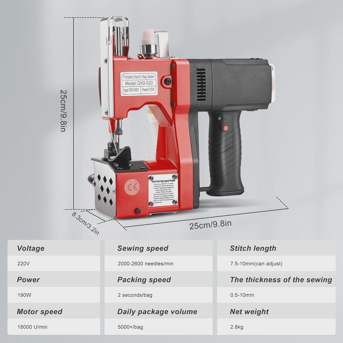 Professionele Elektrische Naaimachine Gk9-520 - Snel, Draagbaar en Krachtig voor Industriële Toepassingen