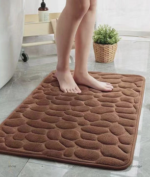 Antislip Badmat met 3D Steen Design - Absorberend & Sneldrogend
