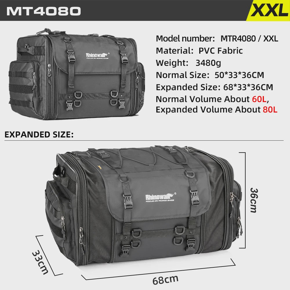 Rhinowalk Motor Bagage Tas - Waterdicht & Uitbreidbaar (19L-80L)