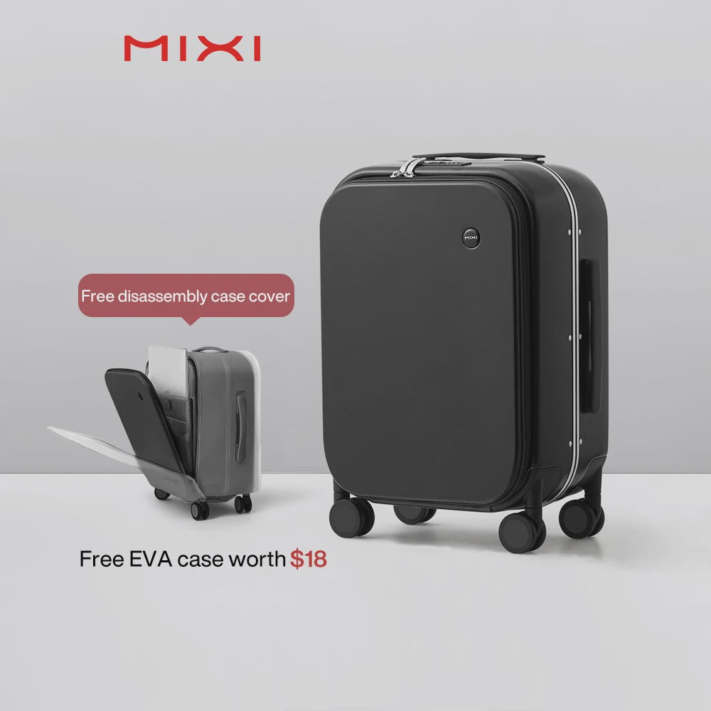 Mixi Aluminium Frame Koffer - Handbagage met Vooropening & 180° Opening